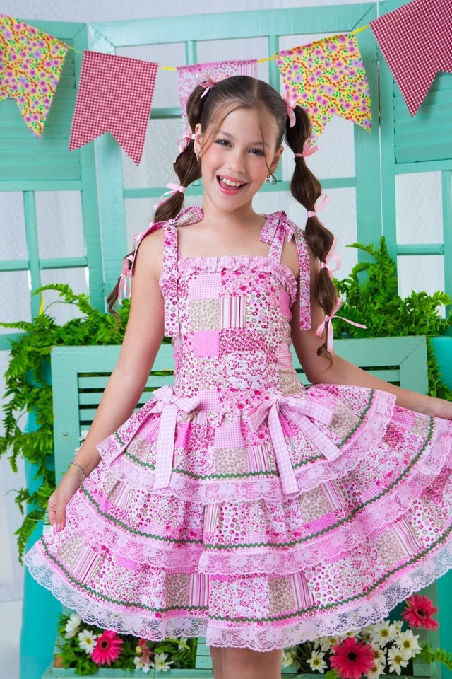 Vestido Junino Margarida Rosa