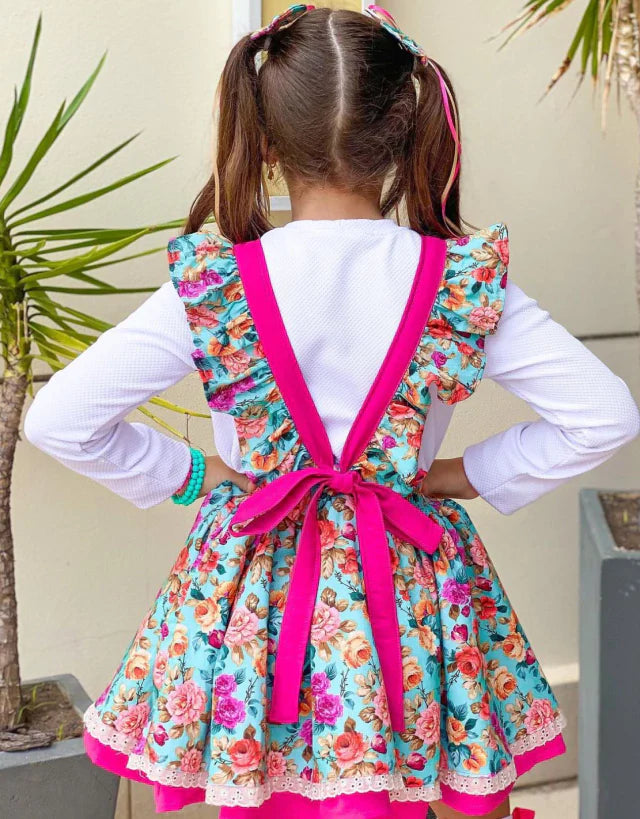 Conjunto Aurora Junino (Salopete + Blusa + Laços de Cabelo)